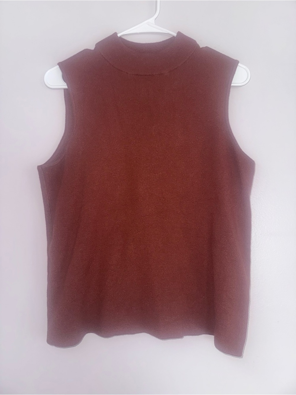 Marled Ribbed Knit Top - Deep Rust